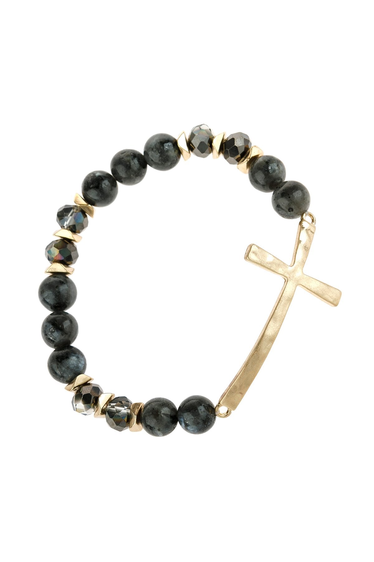 Mix Beads Hammered Cross Bracelet