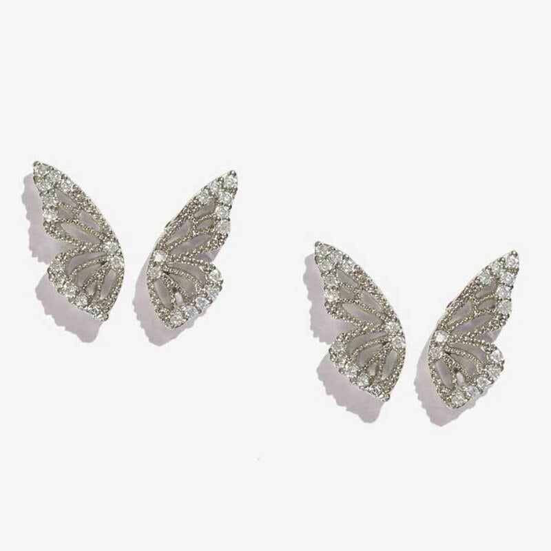 2020 New Rhinestone Butterfly Wing Stud Earrings For Women Cute Small Crystal Stud Earring