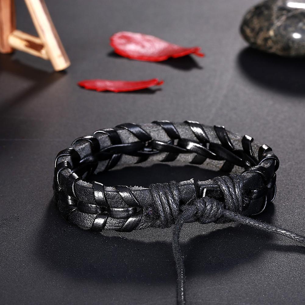 Leather Bracelet with Stainless Steel