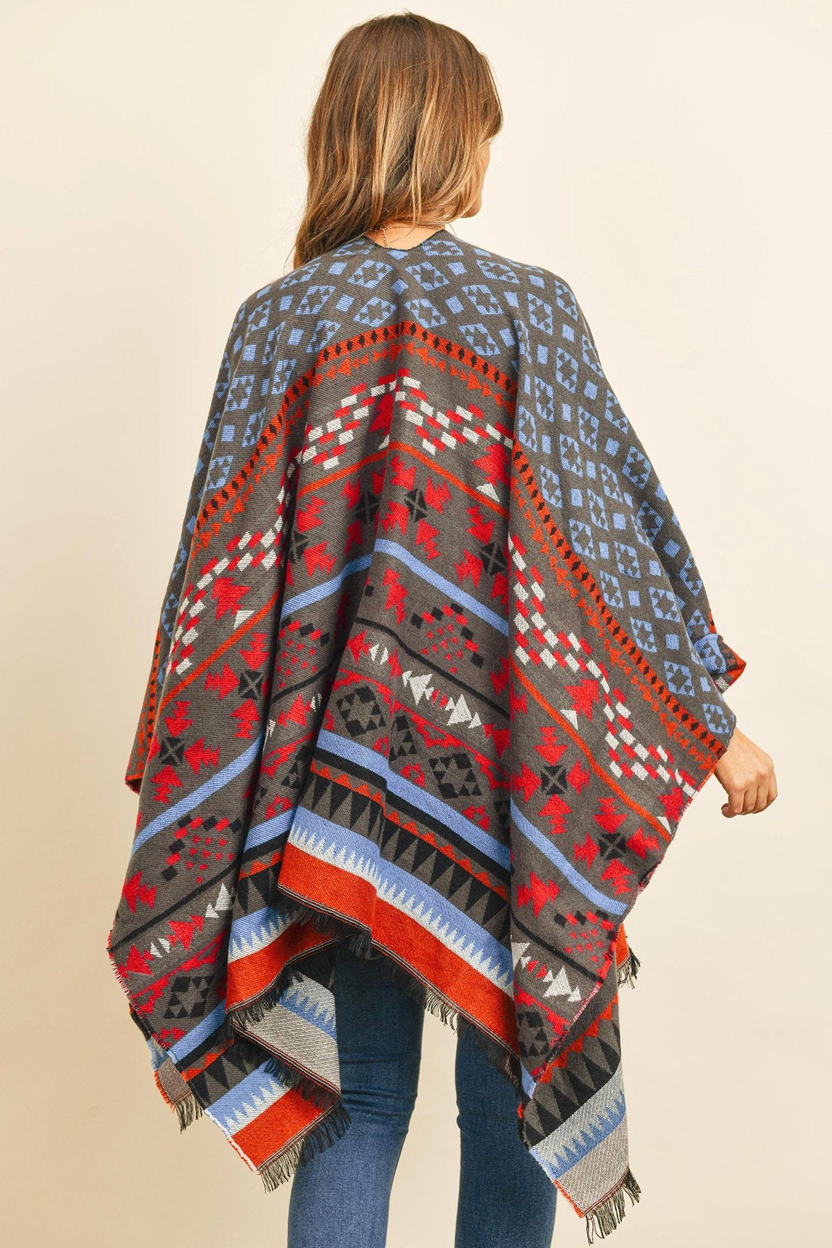 Hdf3148 - Native Pattern Open Front Kimono