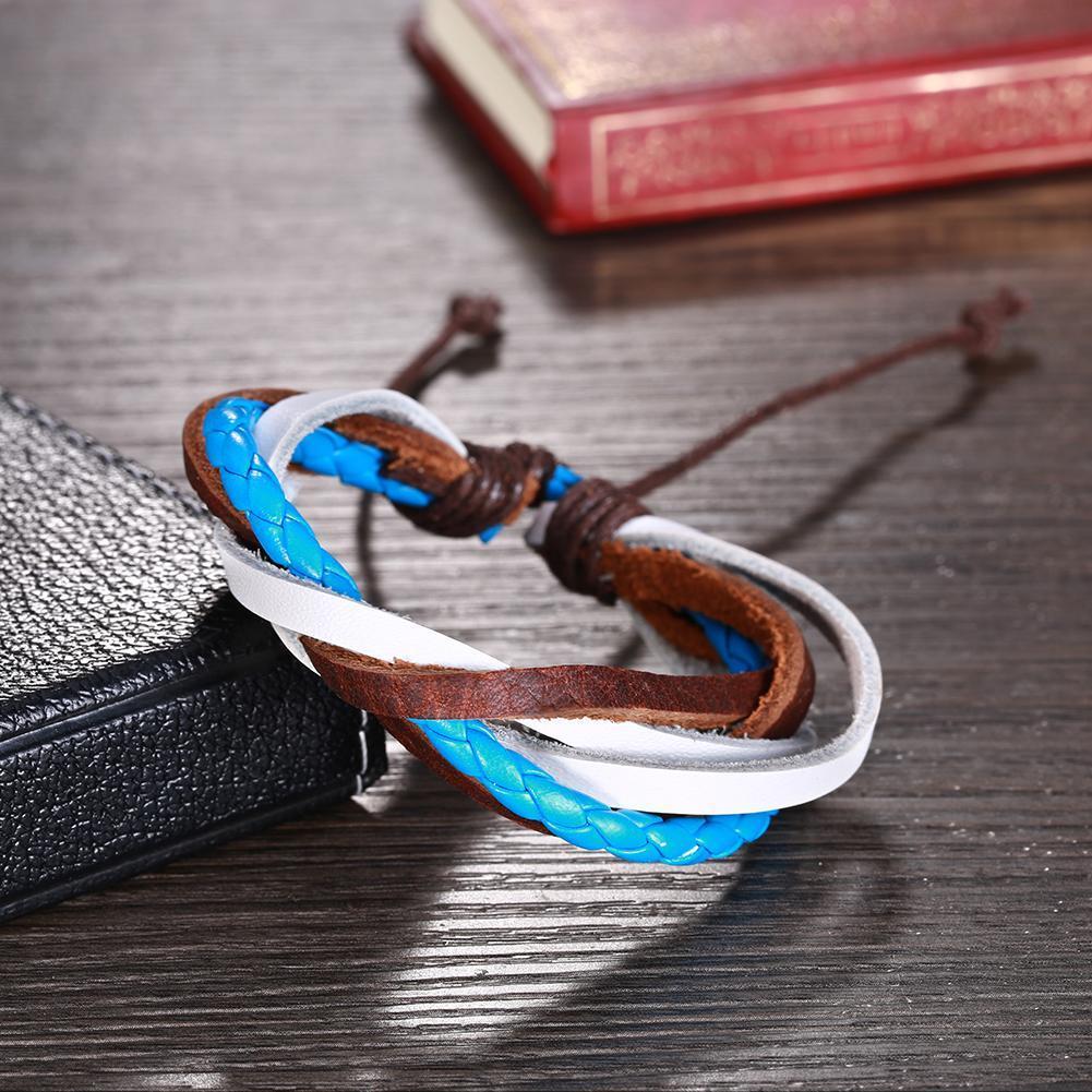 Leather Bracelet with Stainless Steel