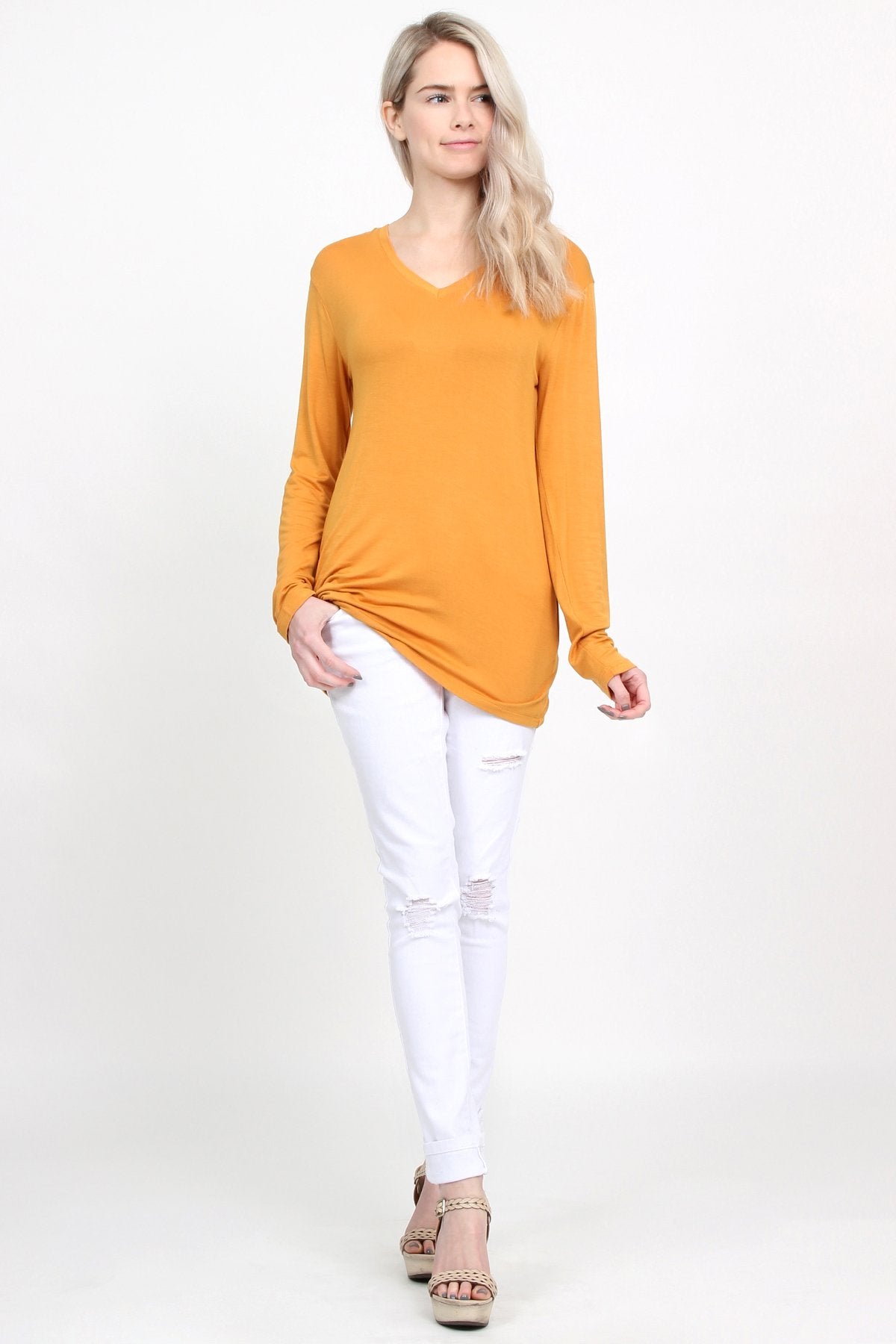 Premium Long Sleeved V-Neck Top