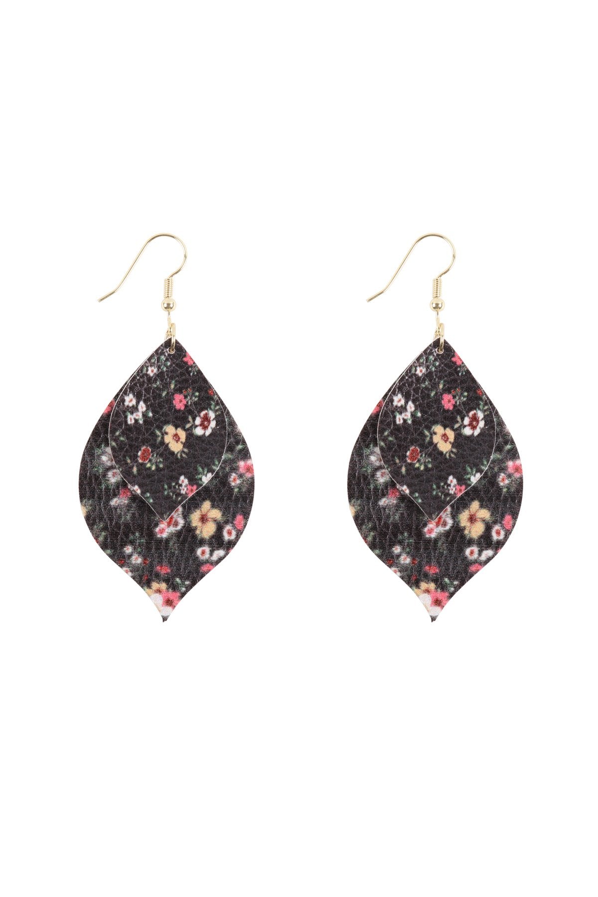 Hde3220 - Two Floral Marquise Drop Earrings