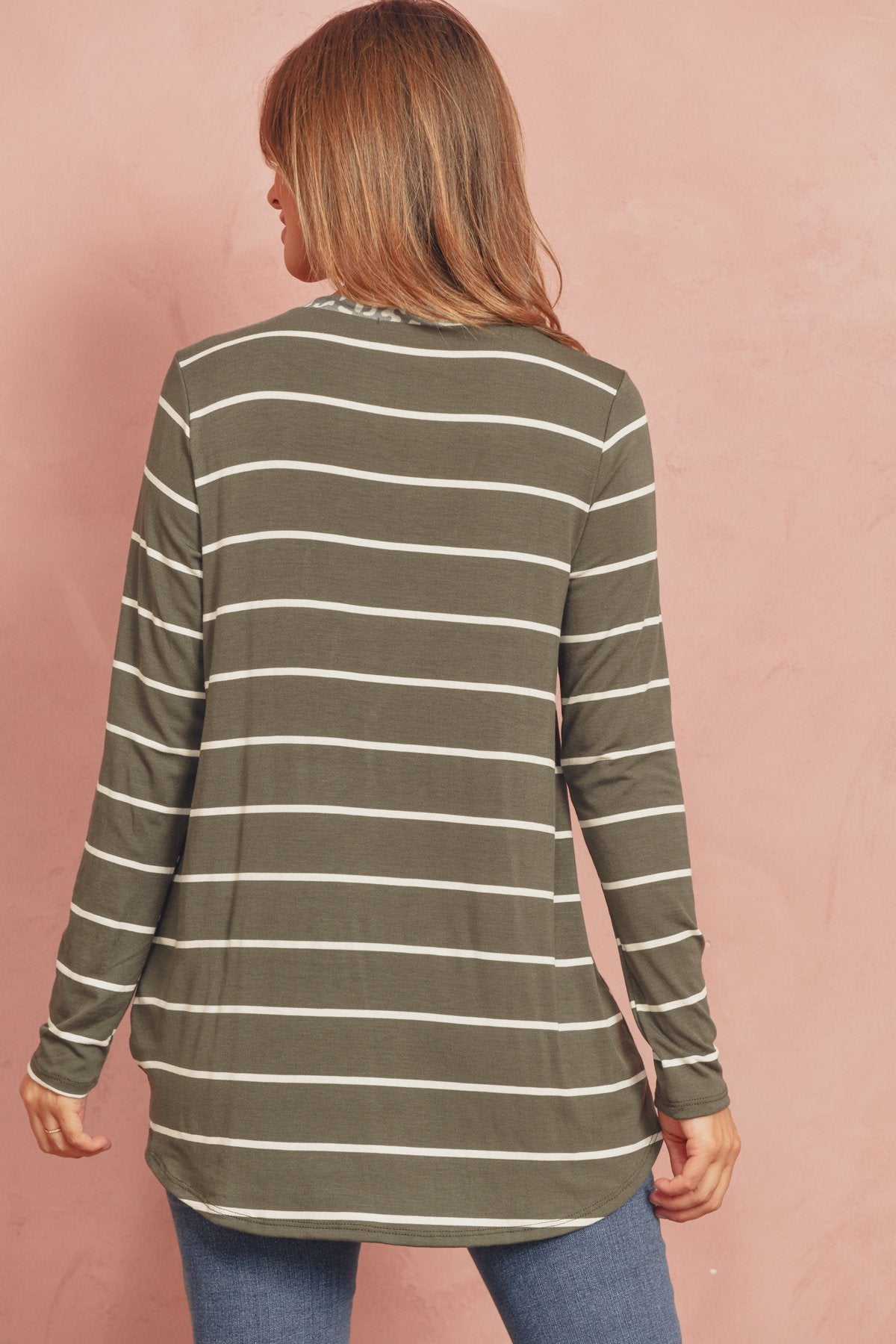 Striped Knot Top With Pocket