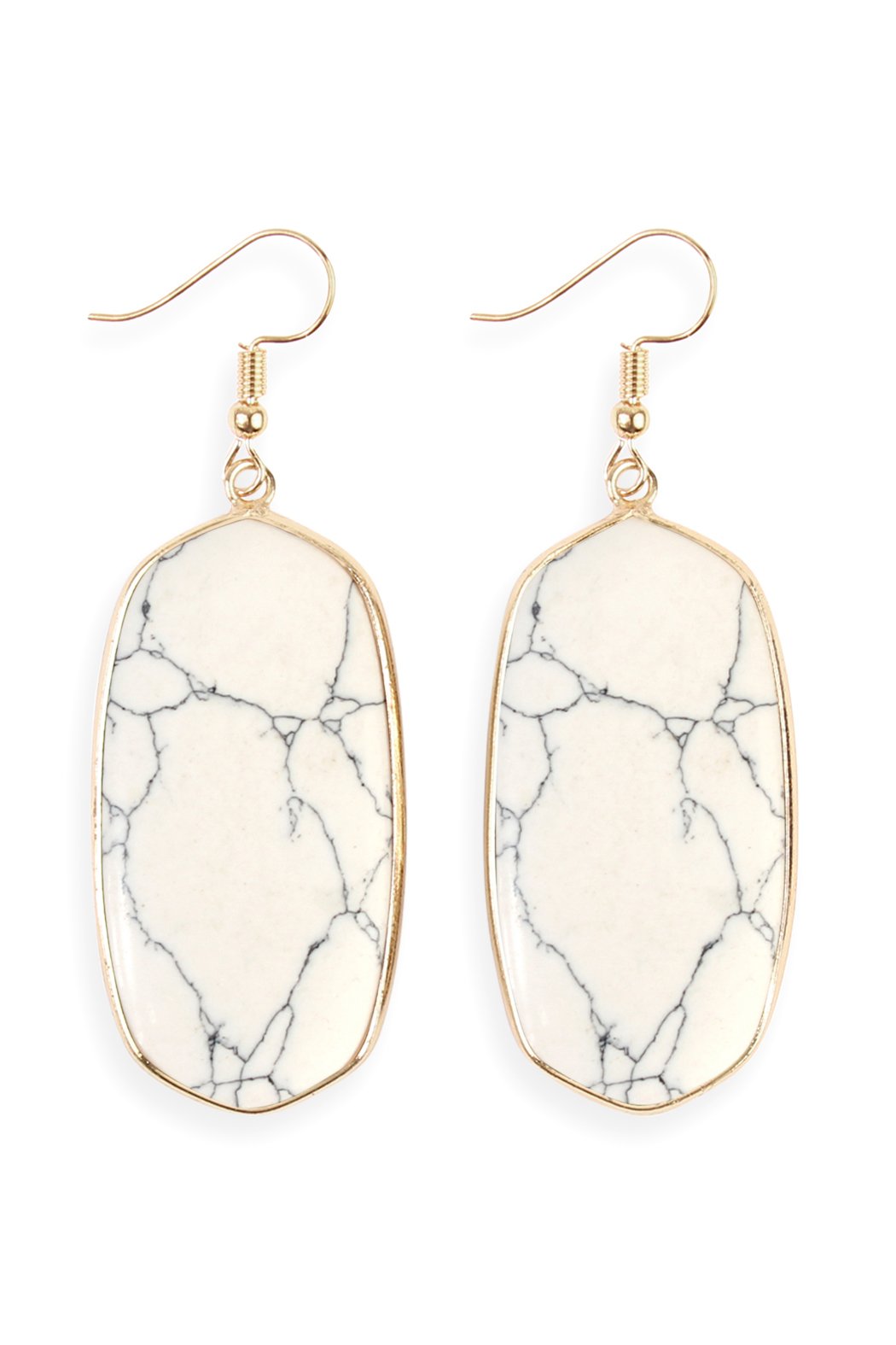 Hde1815 - Natural Oval Stone Earrings