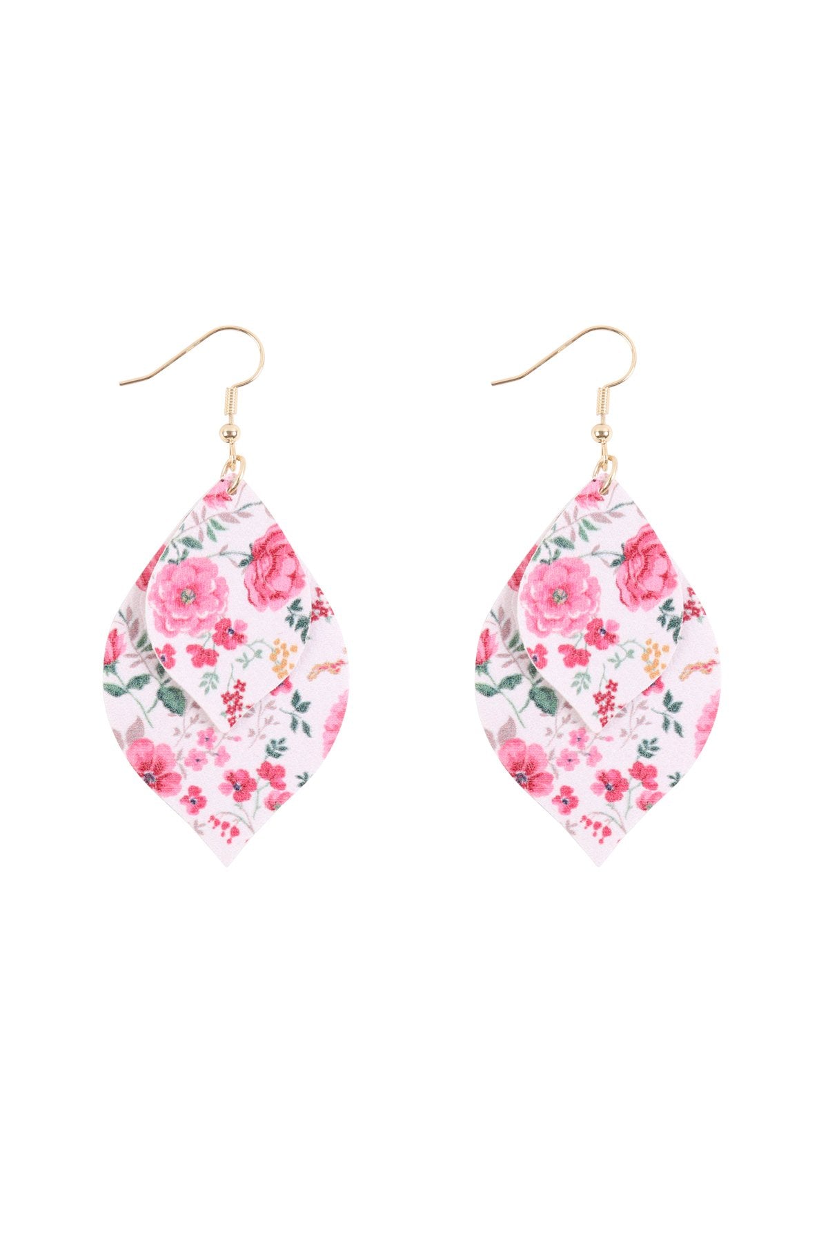 Hde3220 - Two Floral Marquise Drop Earrings