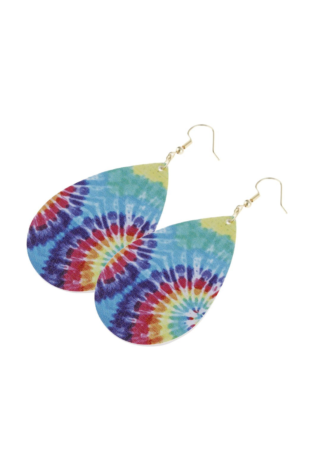 Multicolor Abstract Leather Printed Teardrop Hook Earrings