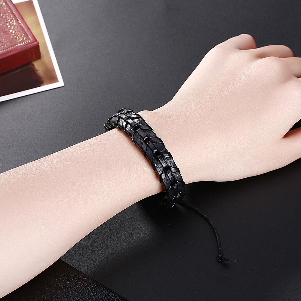 Leather Bracelet with Stainless Steel