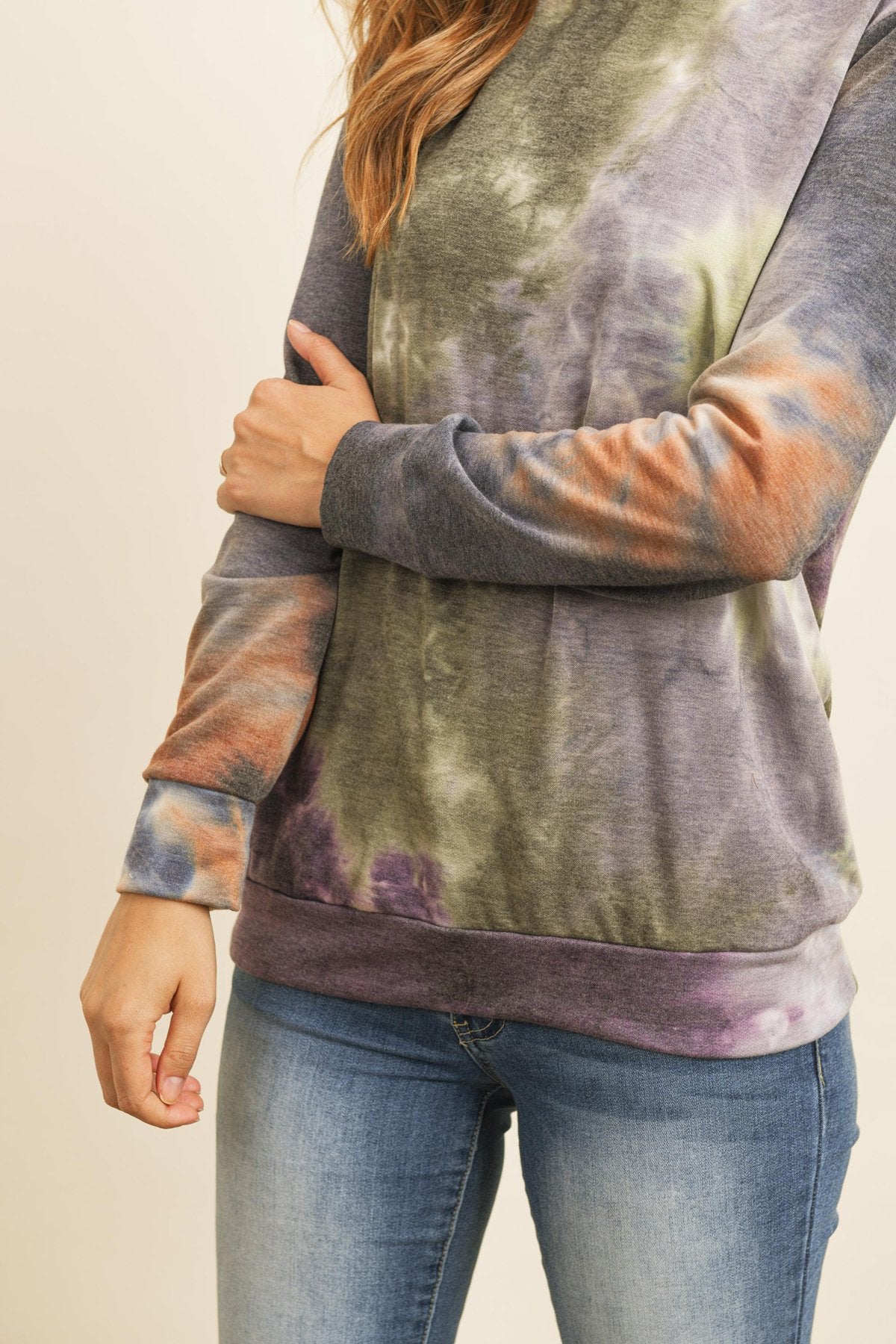 Round Neck Tie Dye Print Pullover