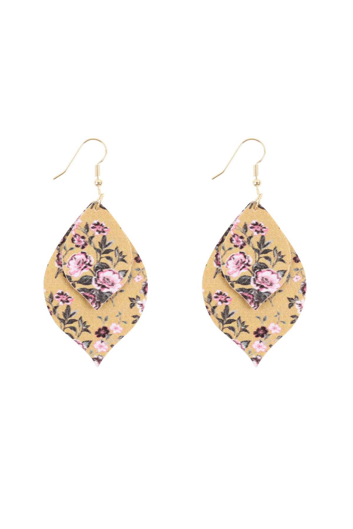 Hde3220 - Two Floral Marquise Drop Earrings