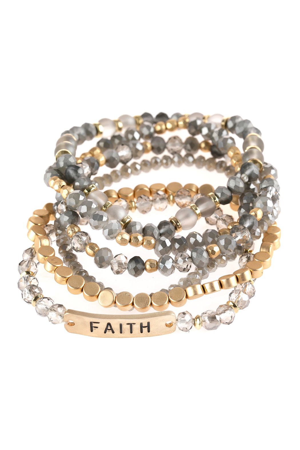 "Faith" Charm Mixed Beads Bracelet