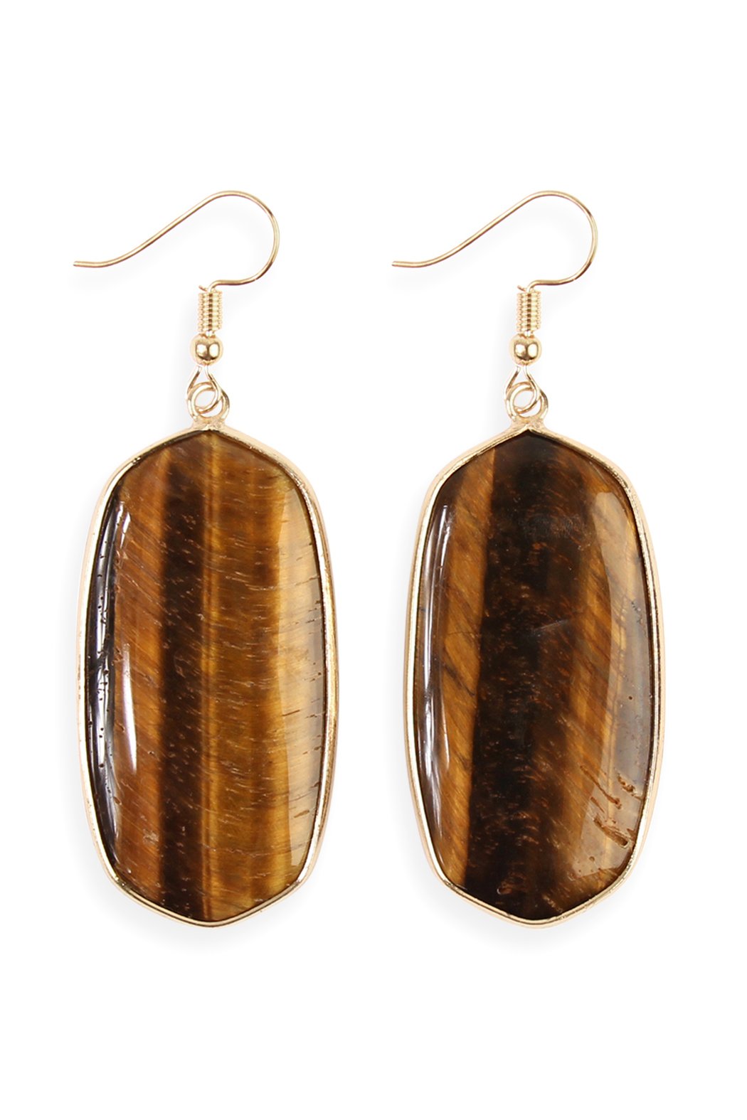 Hde1815 - Natural Oval Stone Earrings