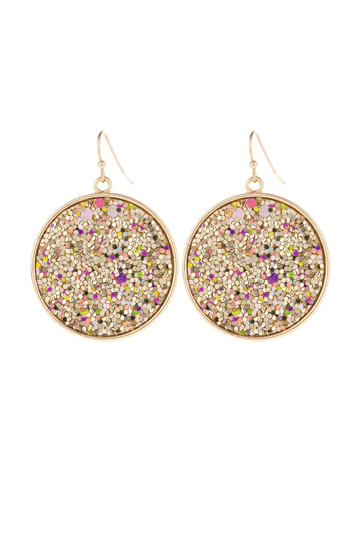 Hde3063 - Disc Sequin Leather Drop Earrings