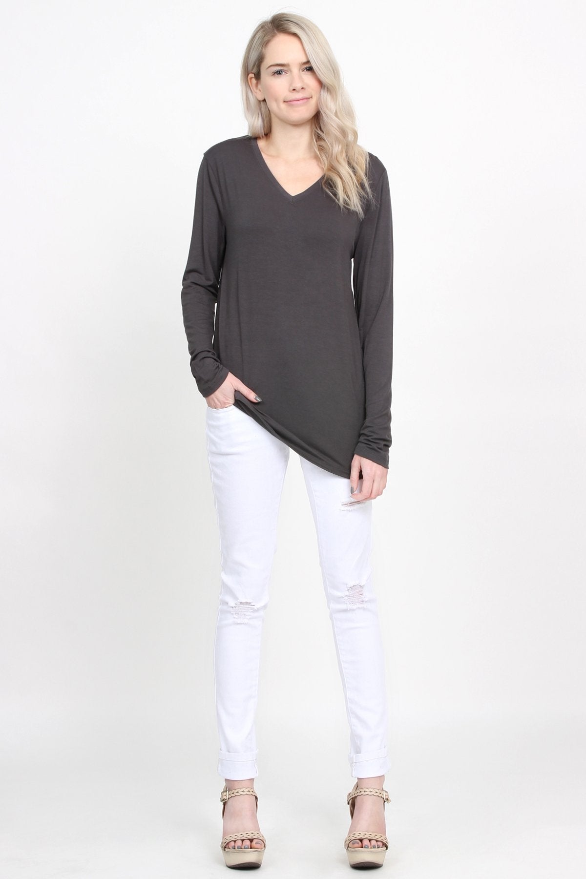 Premium Long Sleeved V-Neck Top