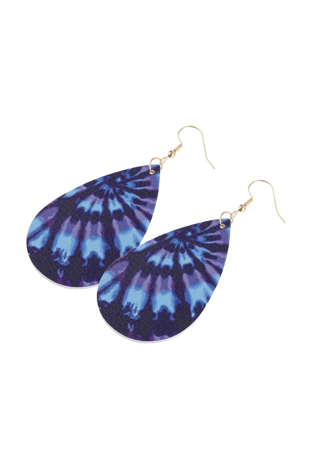 Multicolor Abstract Leather Printed Teardrop Hook Earrings