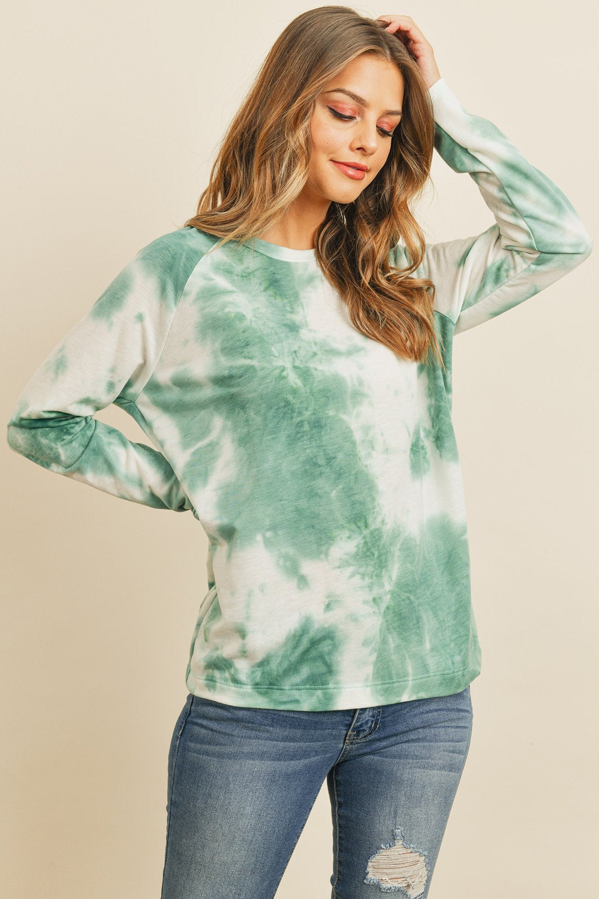 Tie Dye Round Neck Long Sleeved Top