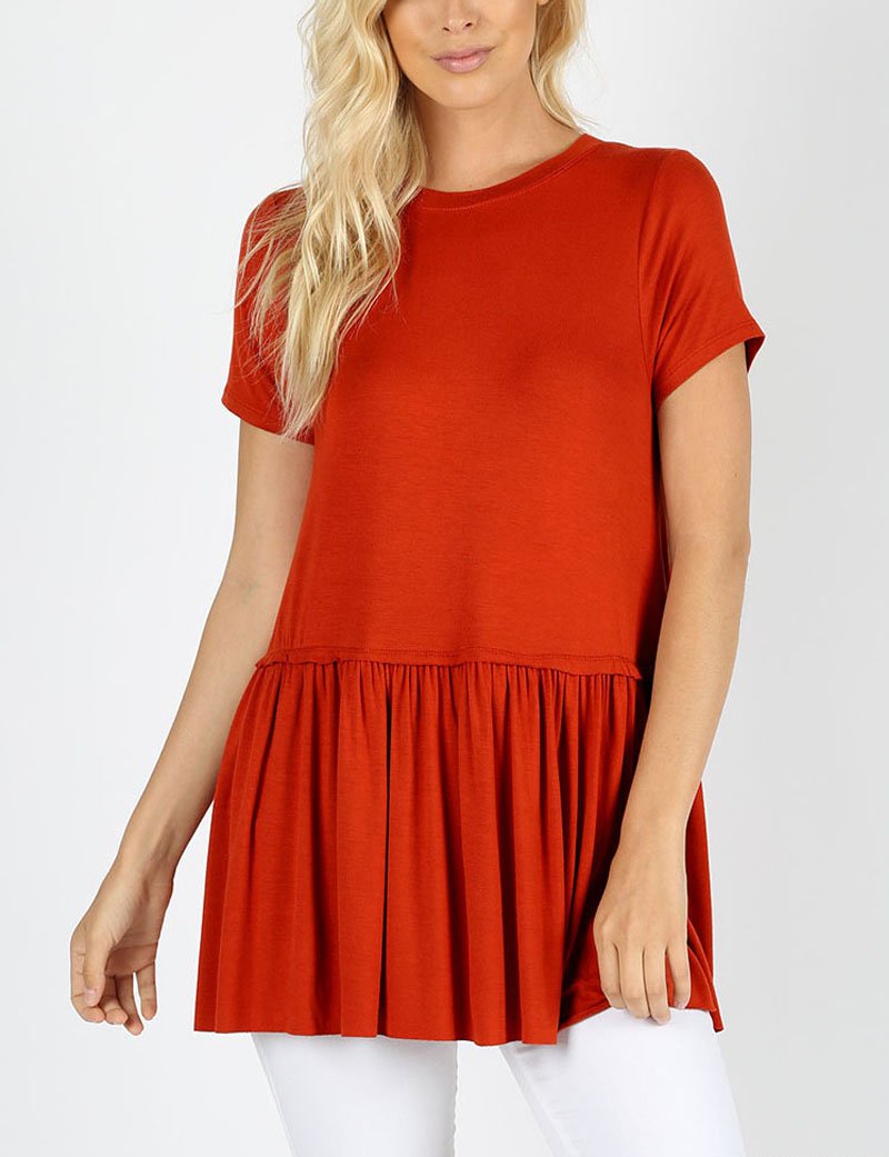 Short Sleeve Ruffle Hem Top