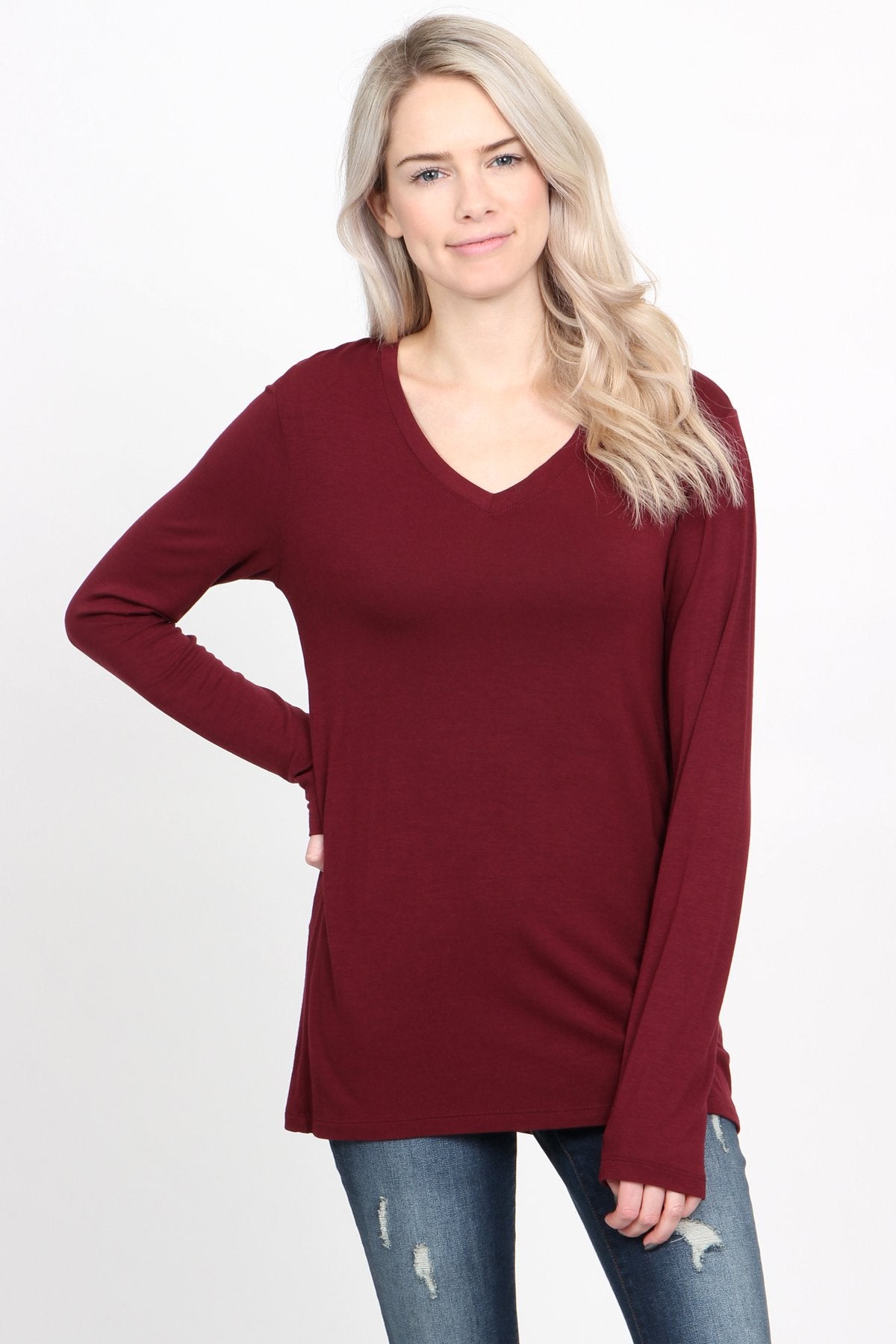 Premium Long Sleeved V-Neck Top