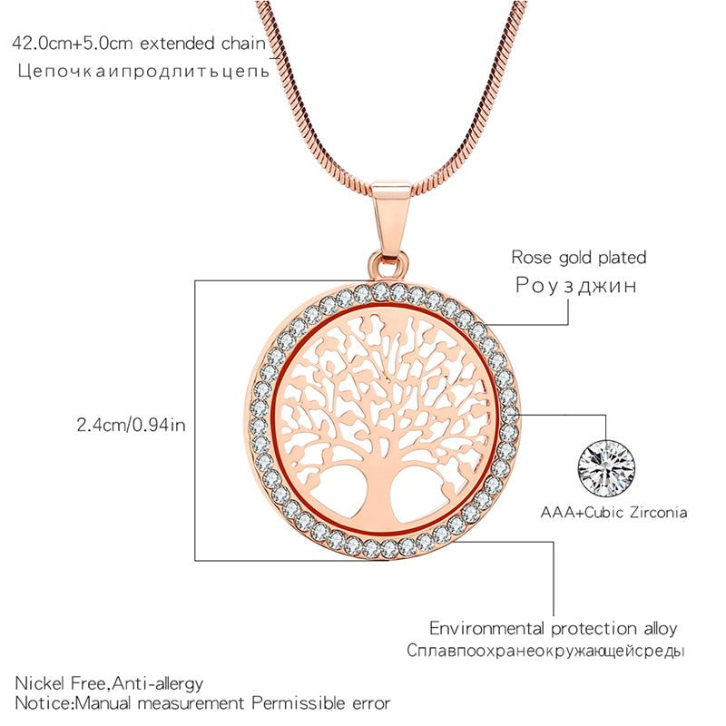 Necklace Gold Silver Colors Bijoux Collier Elegant Women Jewelry tree of life