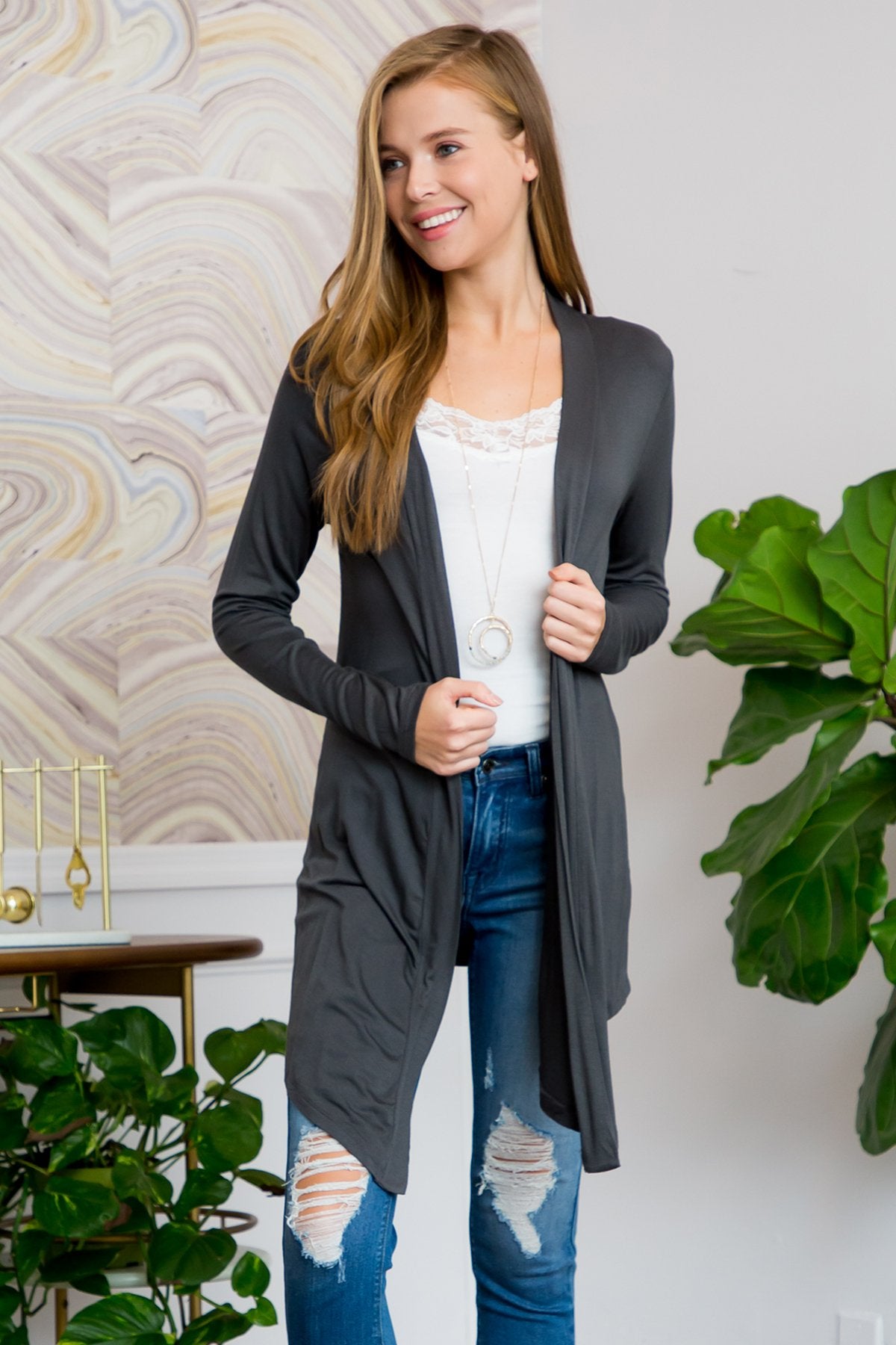 Drapey Open Front Cardigan