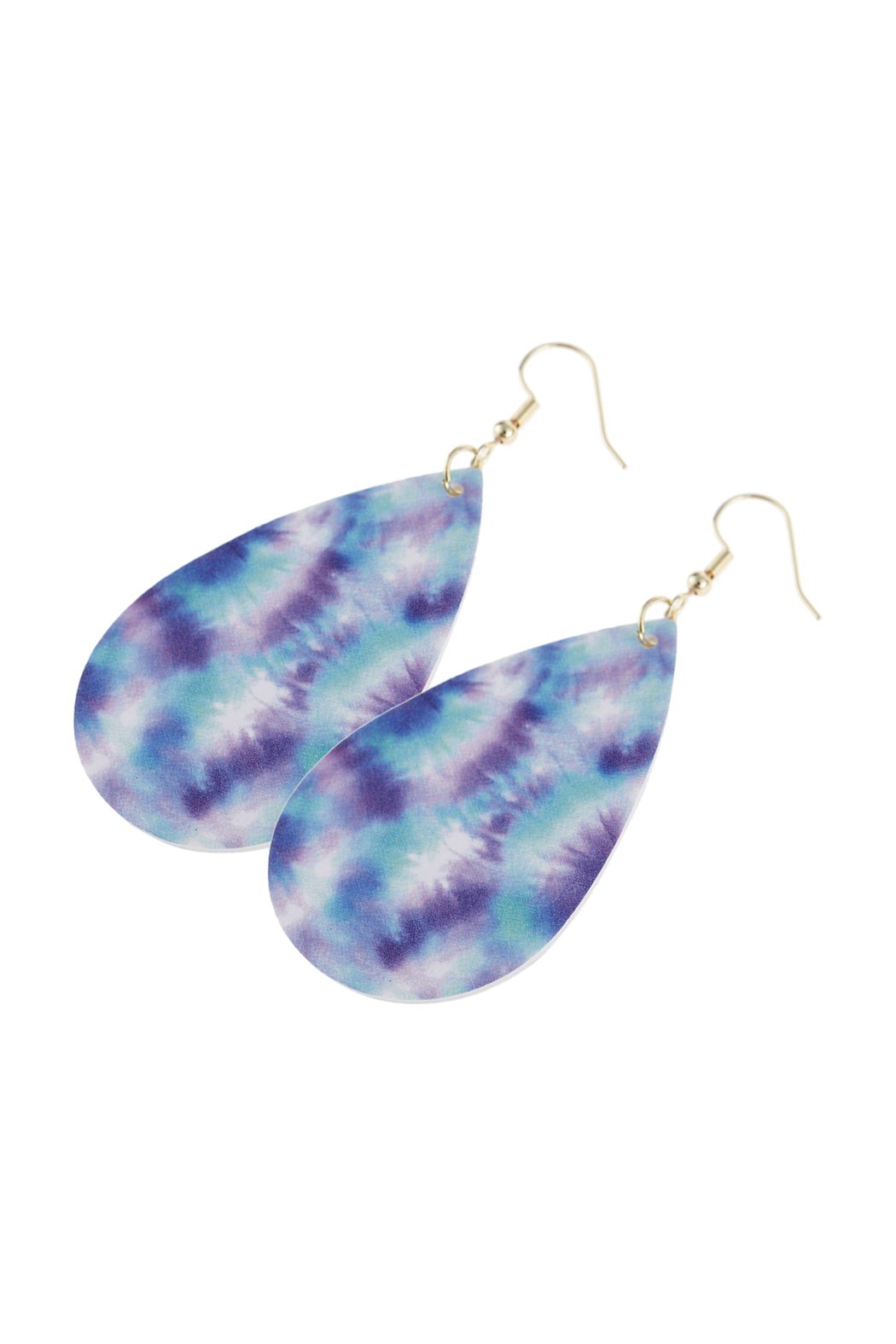 Multicolor Abstract Leather Printed Teardrop Hook Earrings