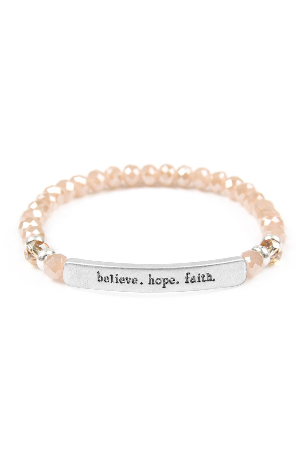 83593 - "Believe, Hope, Faith" 6mm Glass Beads Stretch Bracelet