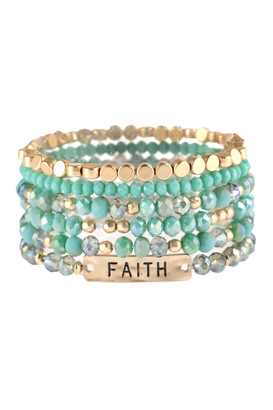 "Faith" Charm Mixed Beads Bracelet