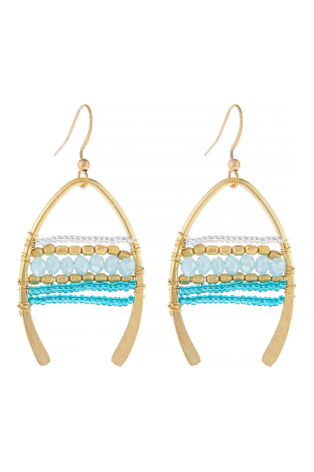 Hde3049 - Mixed Beads Wish Bone Drop Earrings