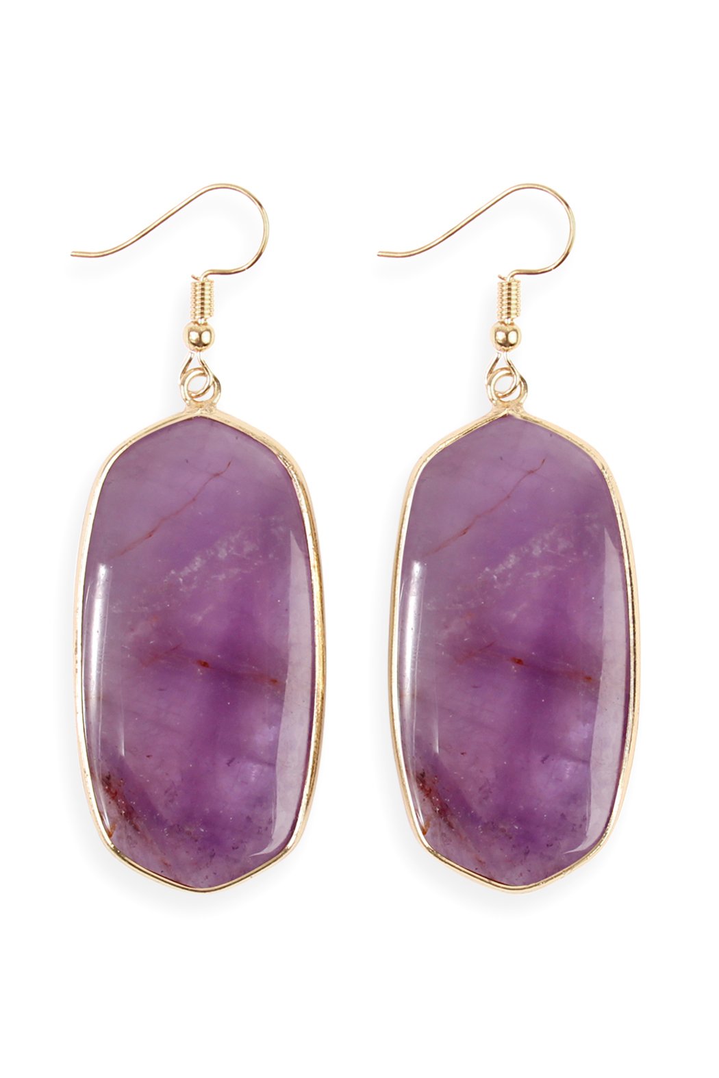 Hde1815 - Natural Oval Stone Earrings