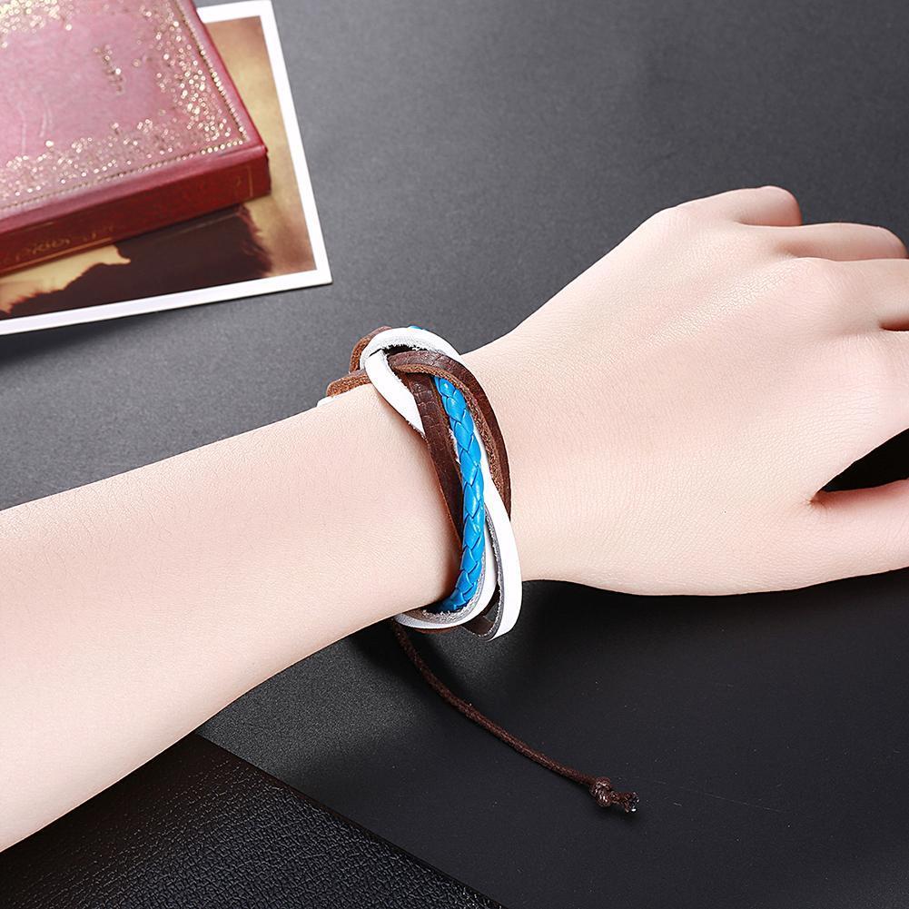 Leather Bracelet with Stainless Steel