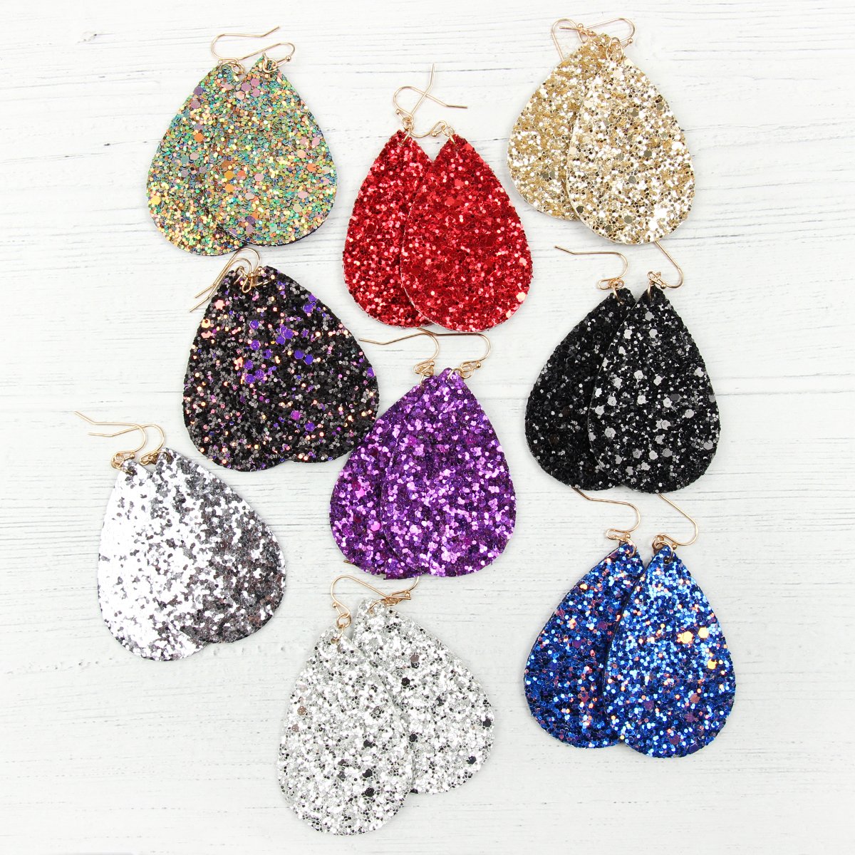 Hde2560 - Sequin Teardrop Earrings