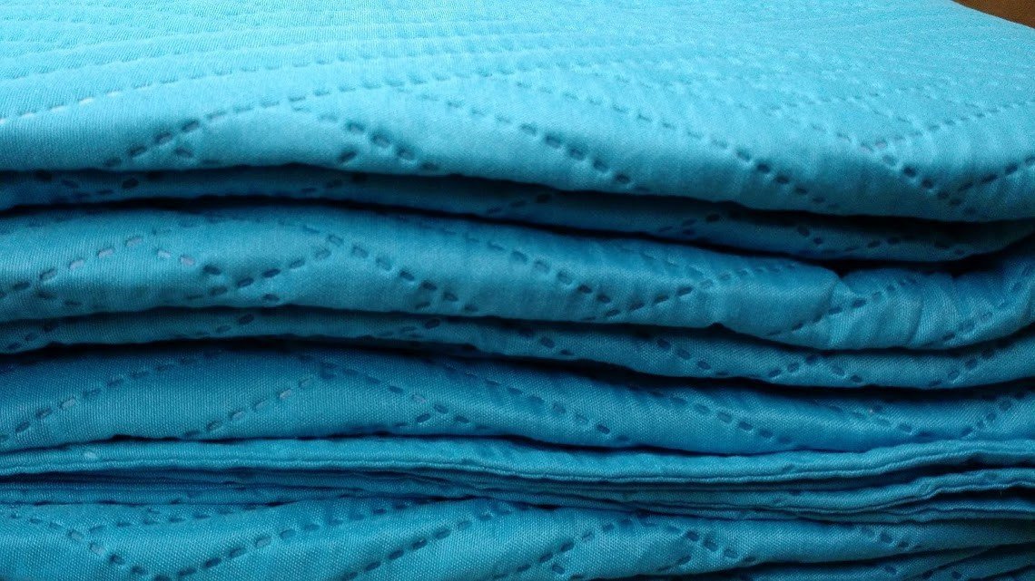 Solid Turquoise Teal Blue Lagoon Lightweight Quilted Coverlet Bedspread Set (LH3000)