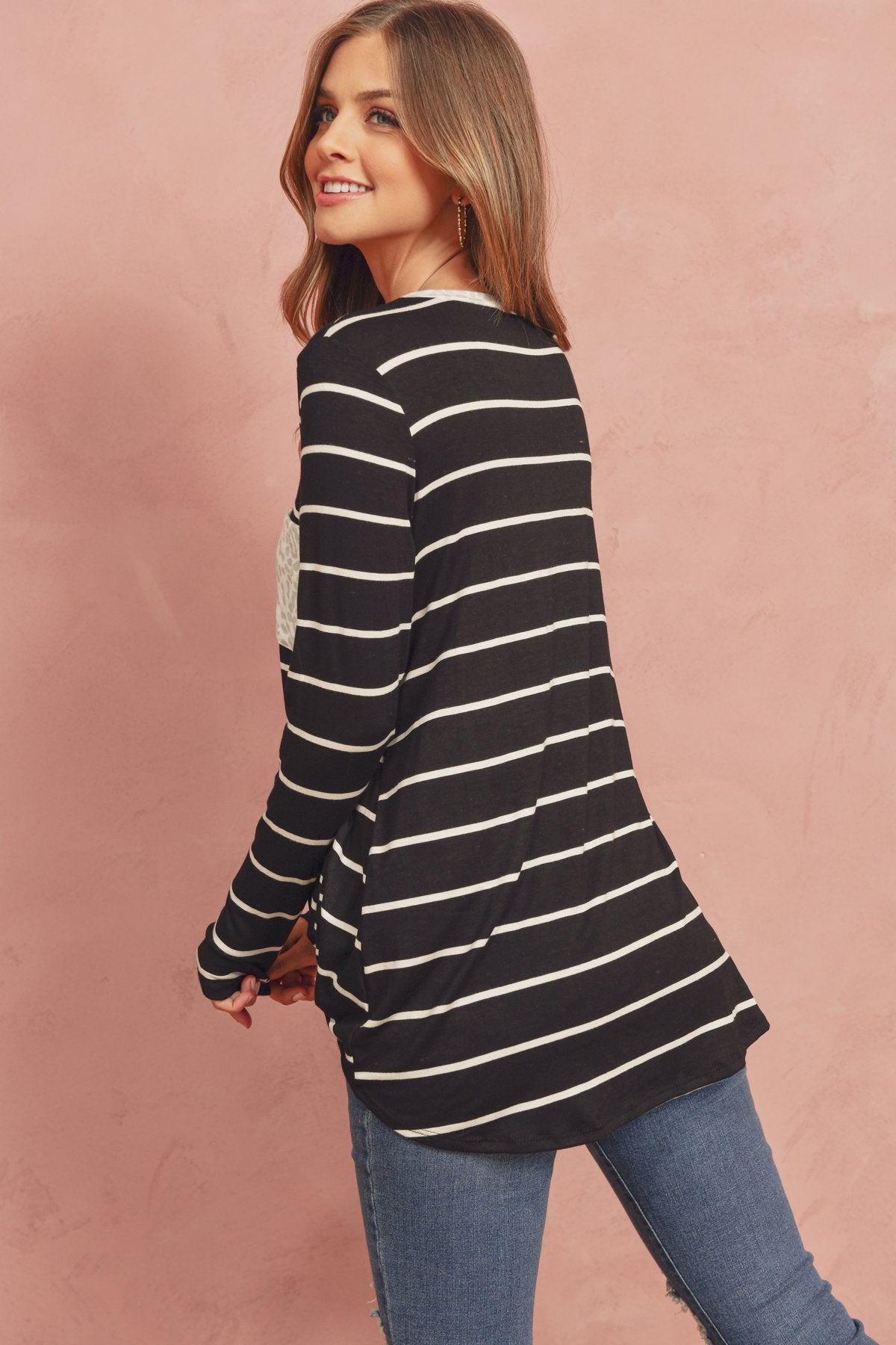 Striped Knot Top With Pocket