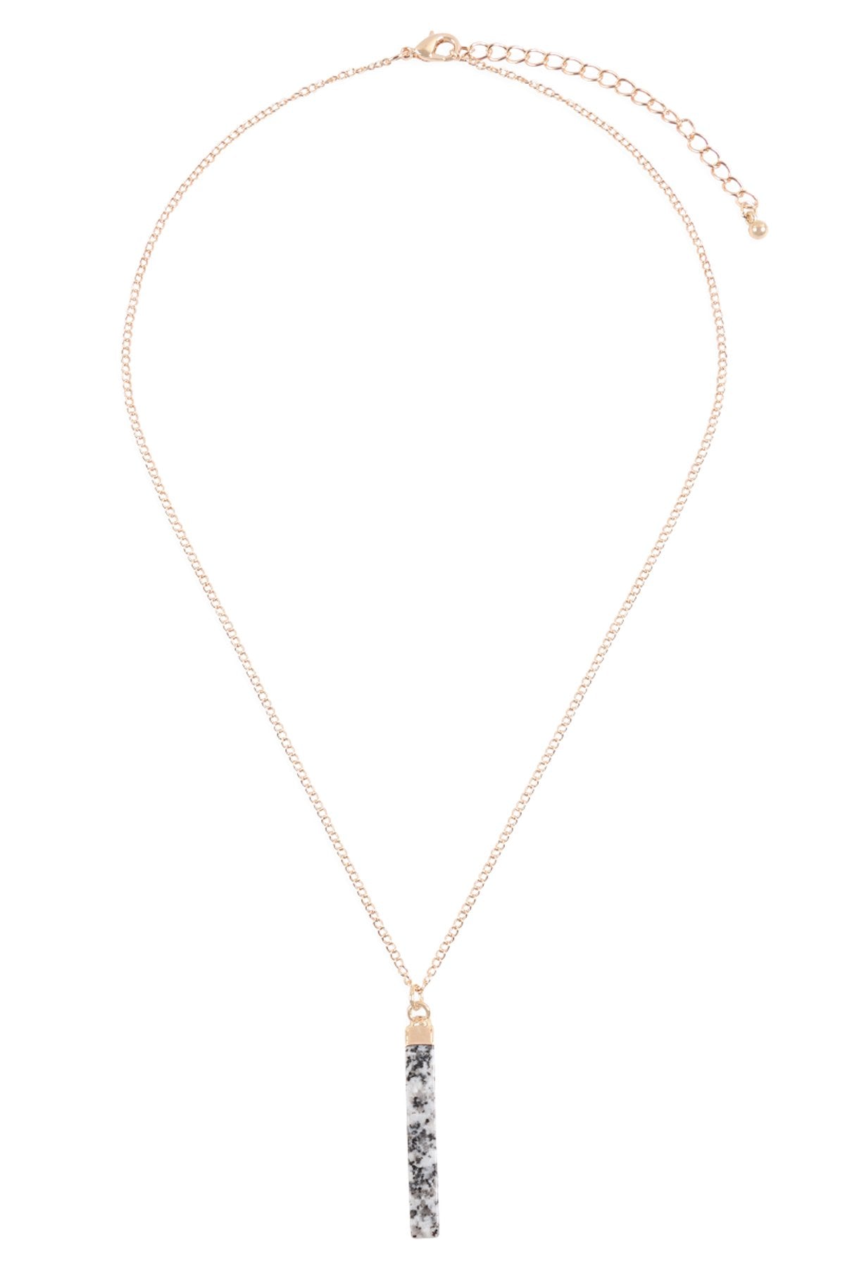 Hdn3120 - Bar Stone Pendant Necklace