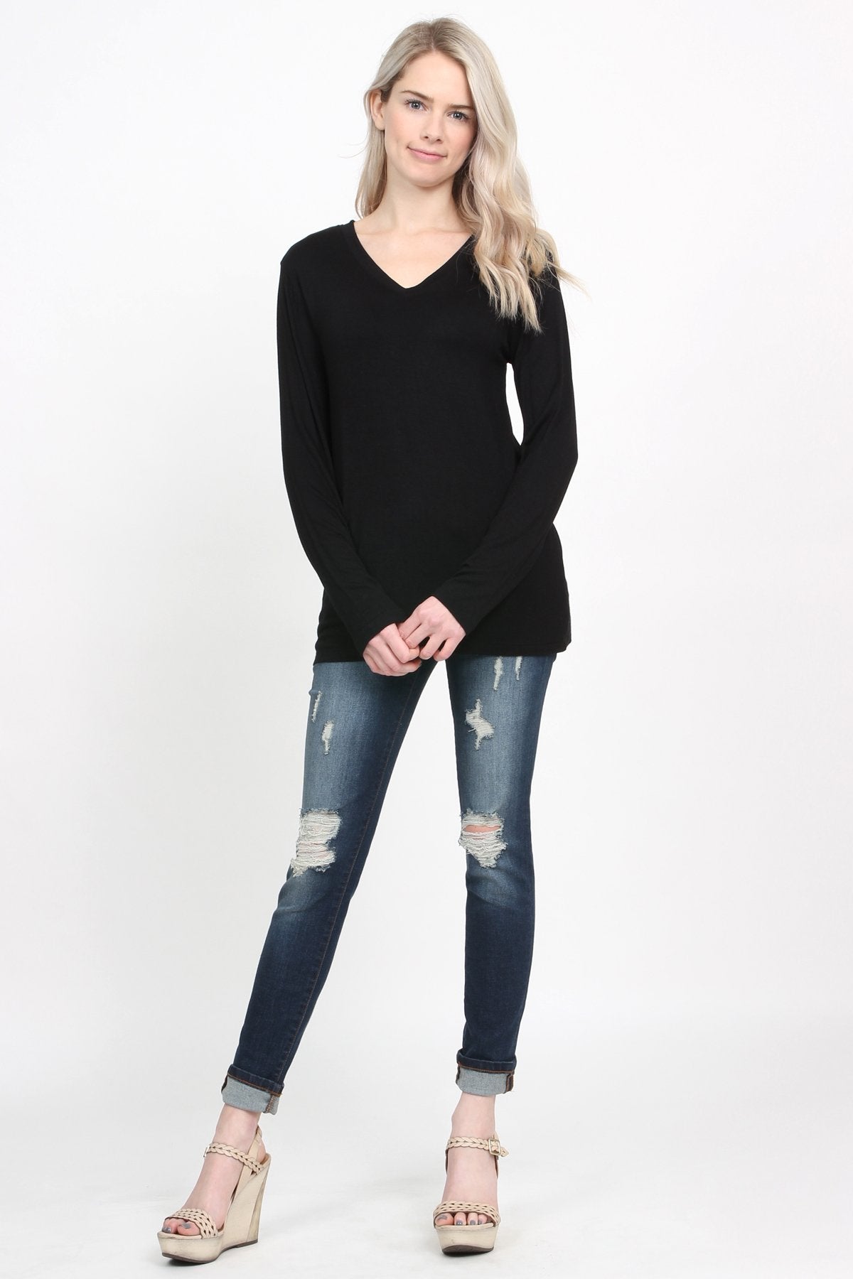 Premium Long Sleeved V-Neck Top