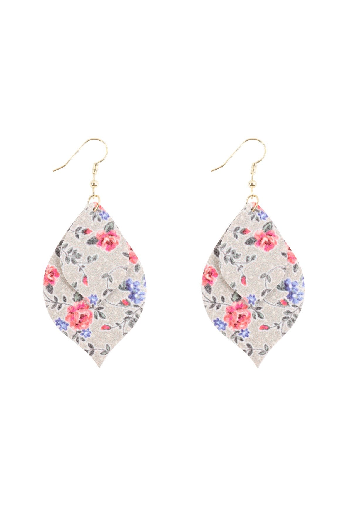 Hde3220 - Two Floral Marquise Drop Earrings