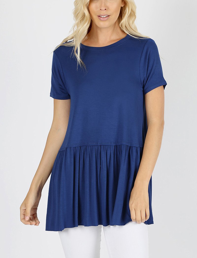 Short Sleeve Ruffle Hem Top