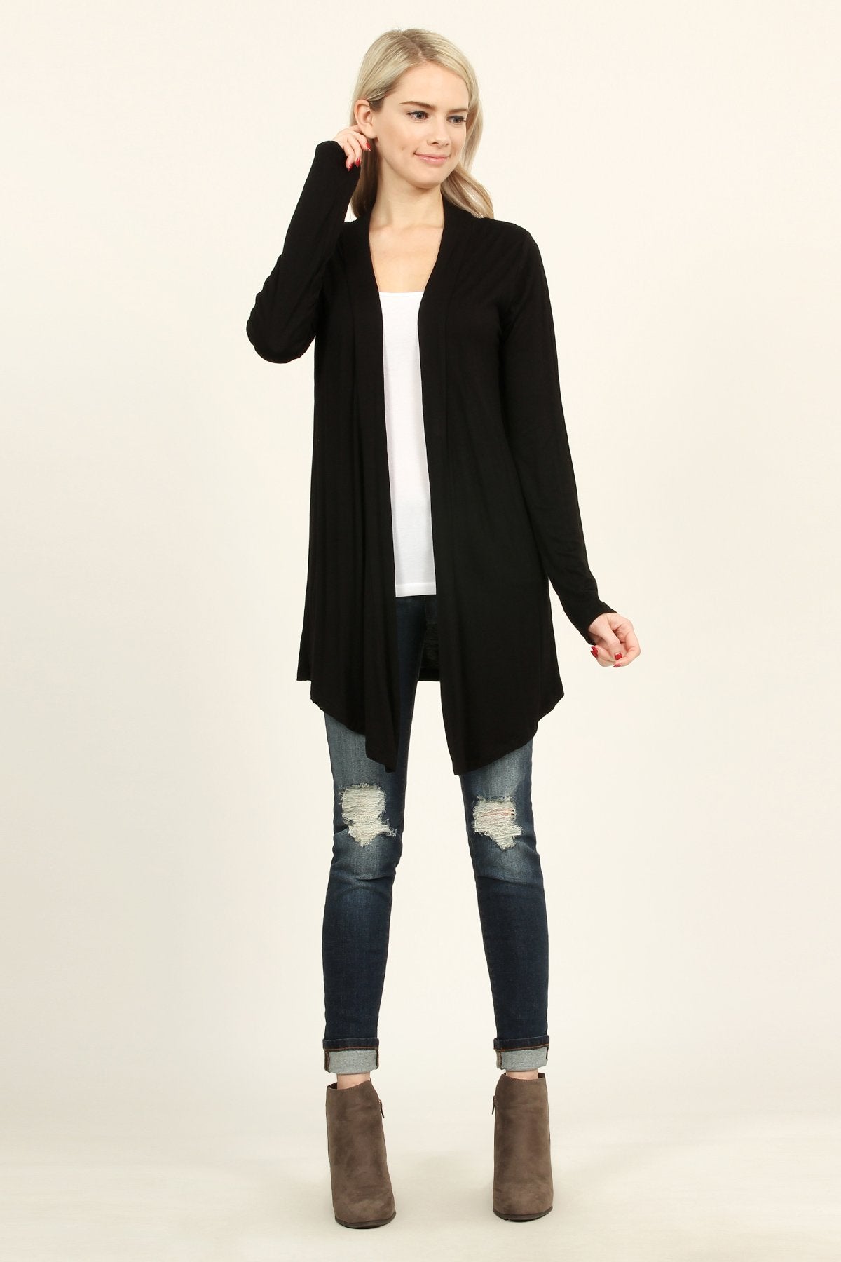 Drapey Open Front Cardigan