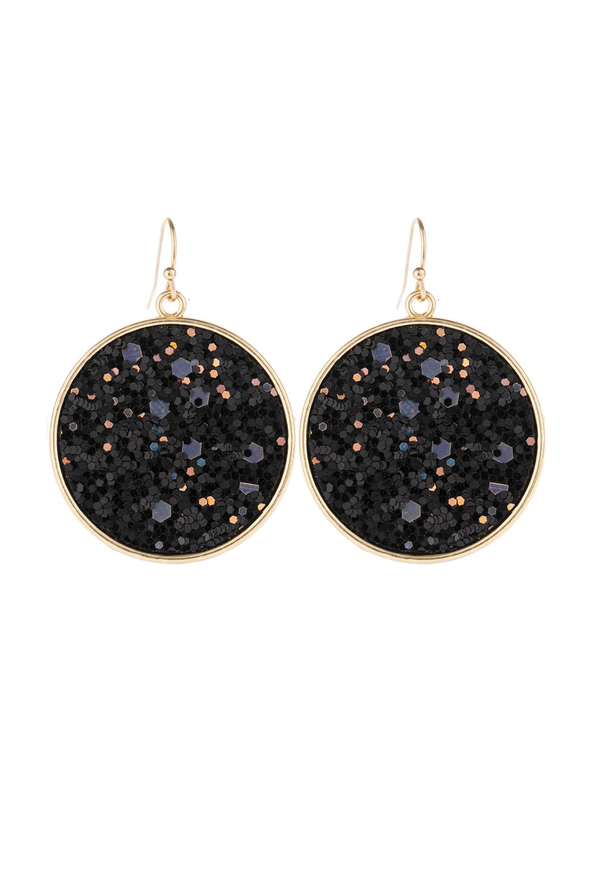 Hde3063 - Disc Sequin Leather Drop Earrings