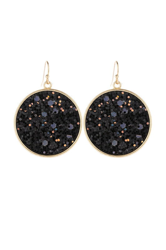 Hde3063 - Disc Sequin Leather Drop Earrings