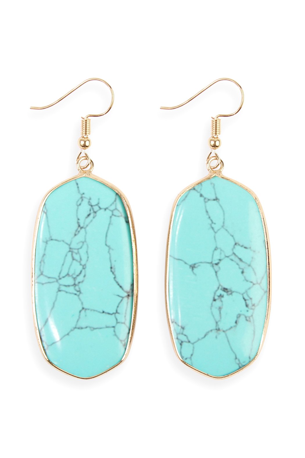 Hde1815 - Natural Oval Stone Earrings