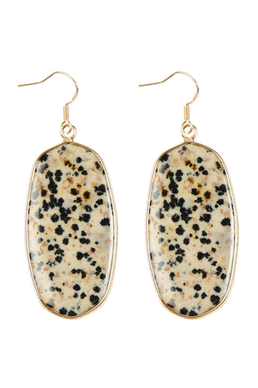 Hde1815 - Natural Oval Stone Earrings