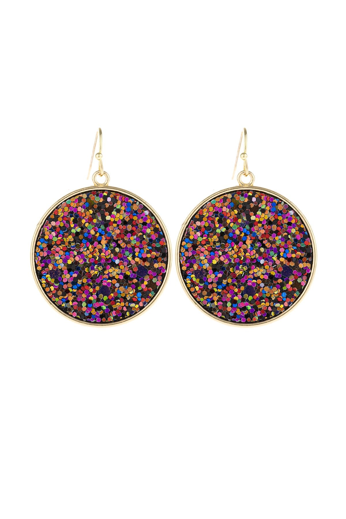 Hde3063 - Disc Sequin Leather Drop Earrings