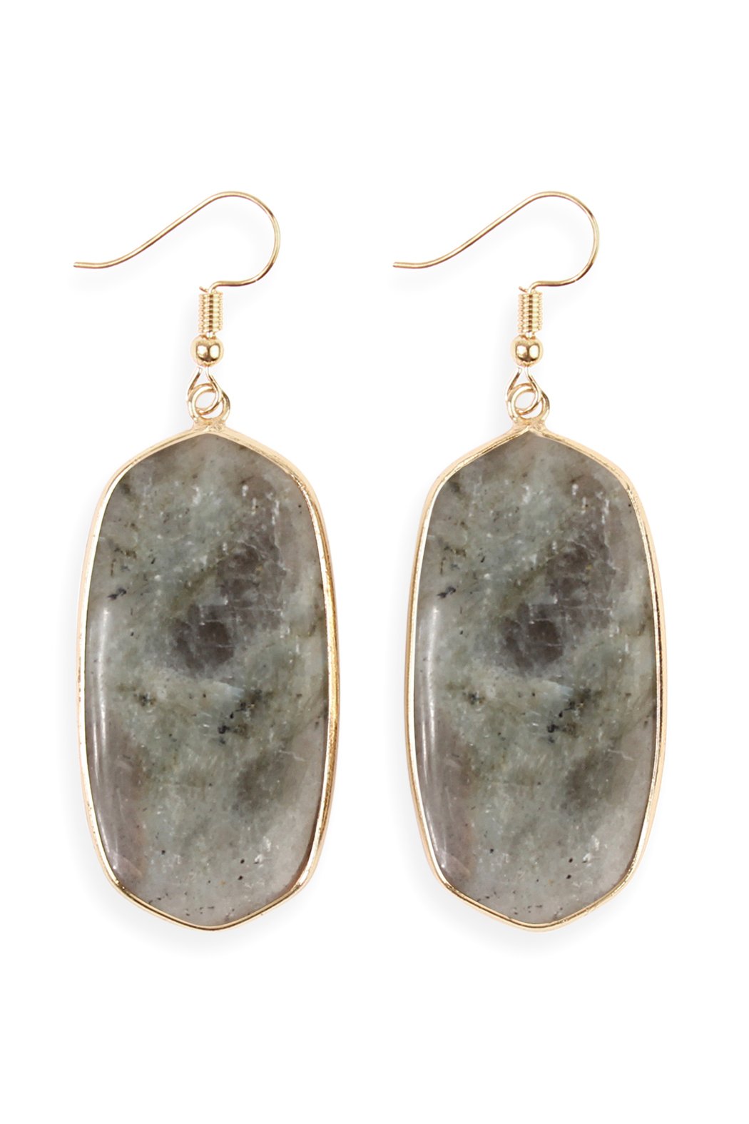 Hde1815 - Natural Oval Stone Earrings