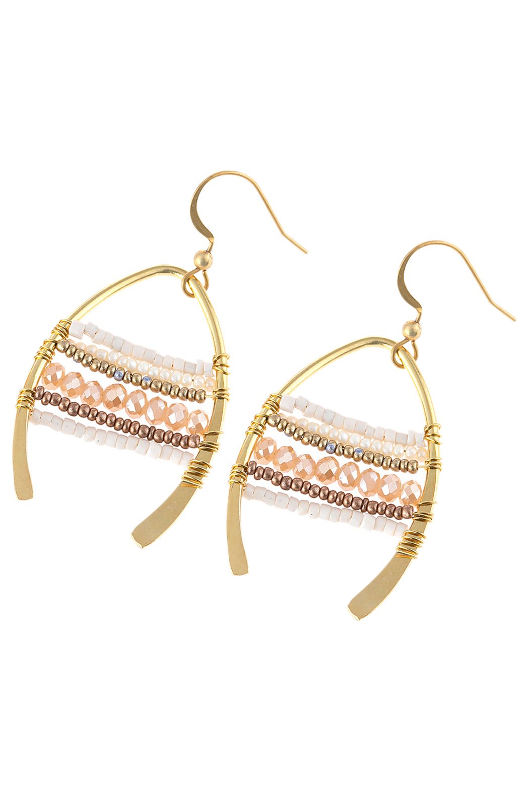 Hde3049 - Mixed Beads Wish Bone Drop Earrings