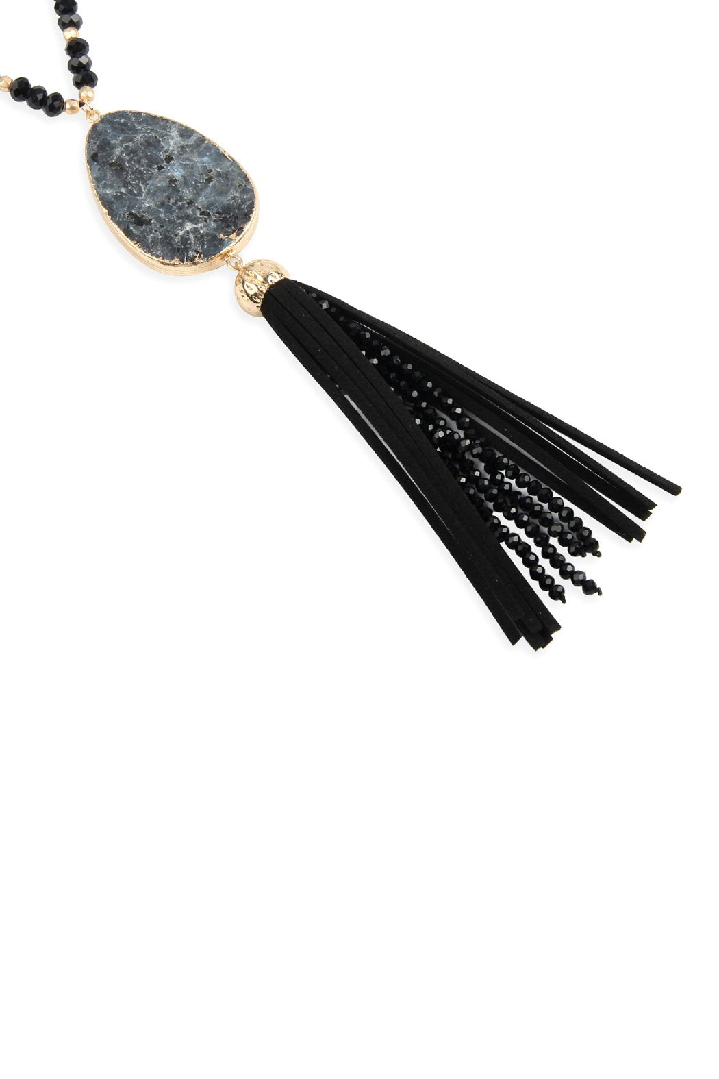 Natural Stone Tassel Pendant Necklace