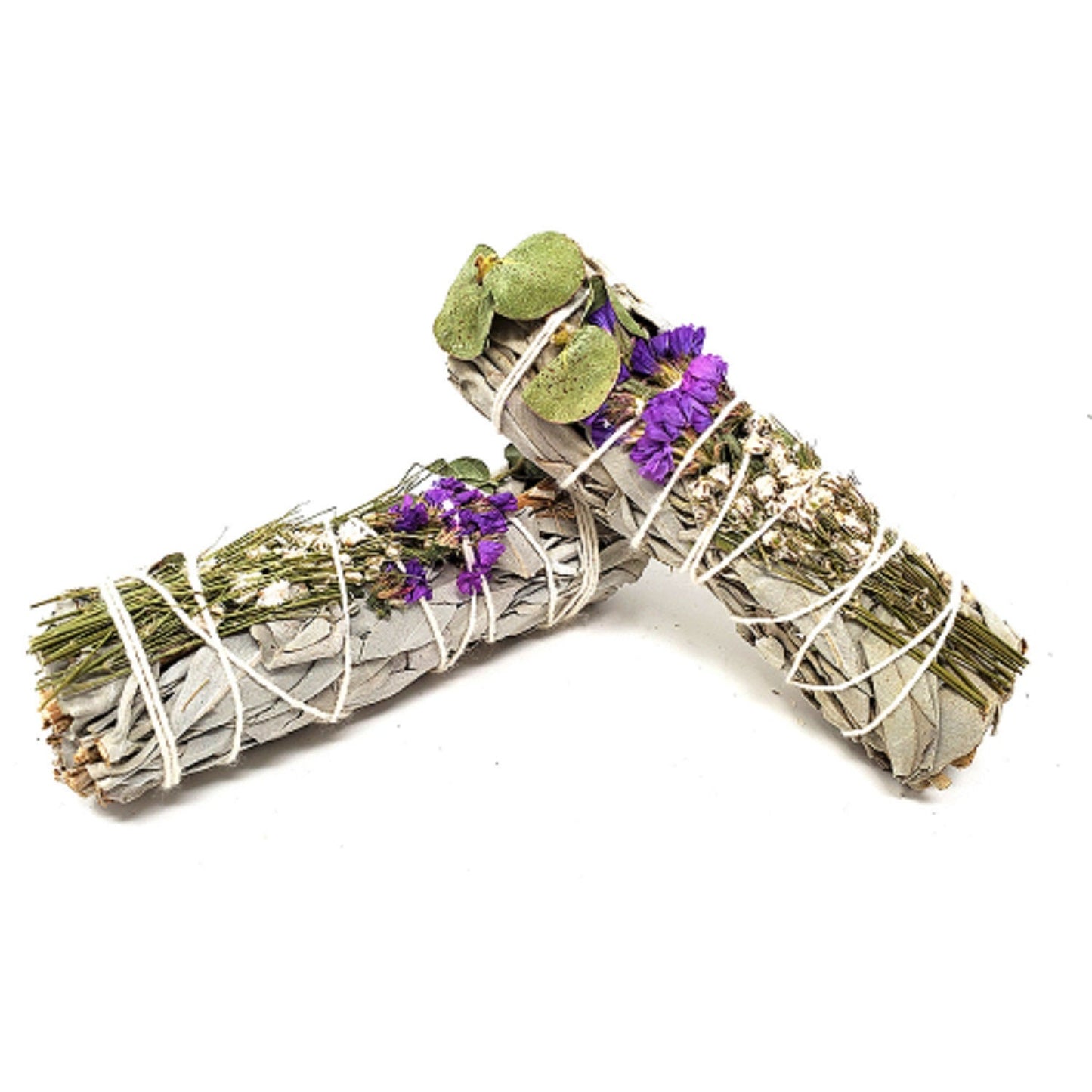 Home Fragrance Floral Sage -White Sage, Eucalyptus, Purple Sinuata & Lavender 4"