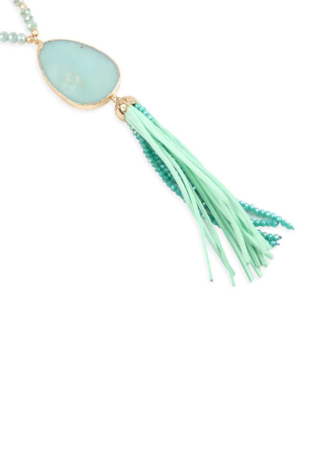 Natural Stone Tassel Pendant Necklace