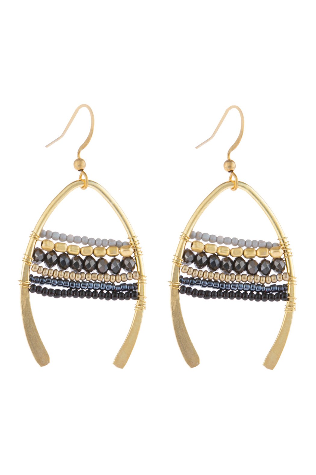 Hde3049 - Mixed Beads Wish Bone Drop Earrings