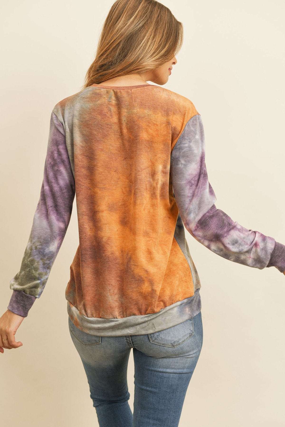 Round Neck Tie Dye Print Pullover